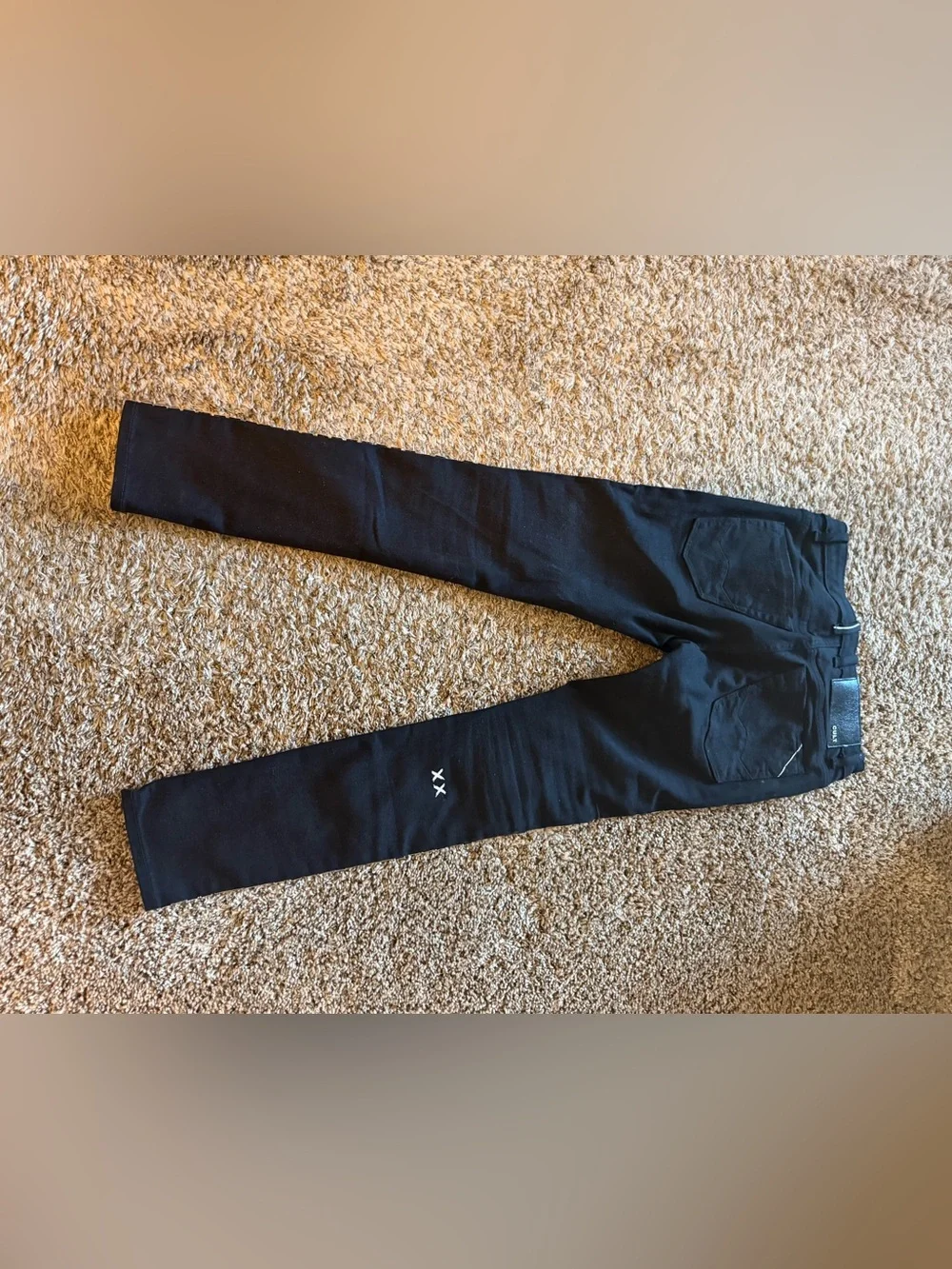 Cult of Individuality Black Skinny Pants with Silver Stud Side Stripe